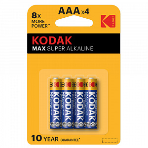 Батарейка AAA (LR03) "Kodak" MAX SUPER Alkaline, 4шт/уп