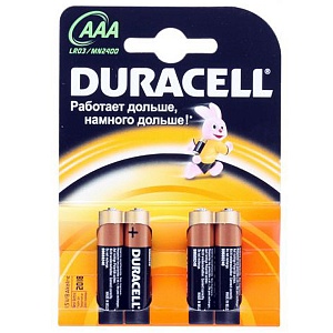 Батарейка AAA (LR03) "Duracell" Basic, 4шт/уп
