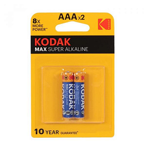 Батарейка AAA (LR03) "Kodak" MAX SUPER Alkaline, 2шт/уп