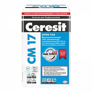 Клей для плитки высокоэластичный Ceresit СМ 17, 25кг