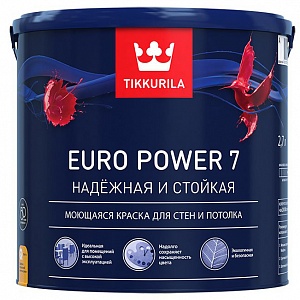 Краска водоэмульсионная EURO 7 POWER матовая (база А), Tikkurila (2,7л)