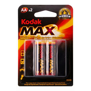 Батарейка AA (LR06) "Kodak" MAX SUPER Alkaline, 2шт/уп
